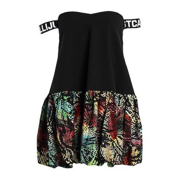 Just Cavalli NWT Bubble Hem Mini Dress in Black Multi Size IT 44/US 8 - Picture 1 of 14